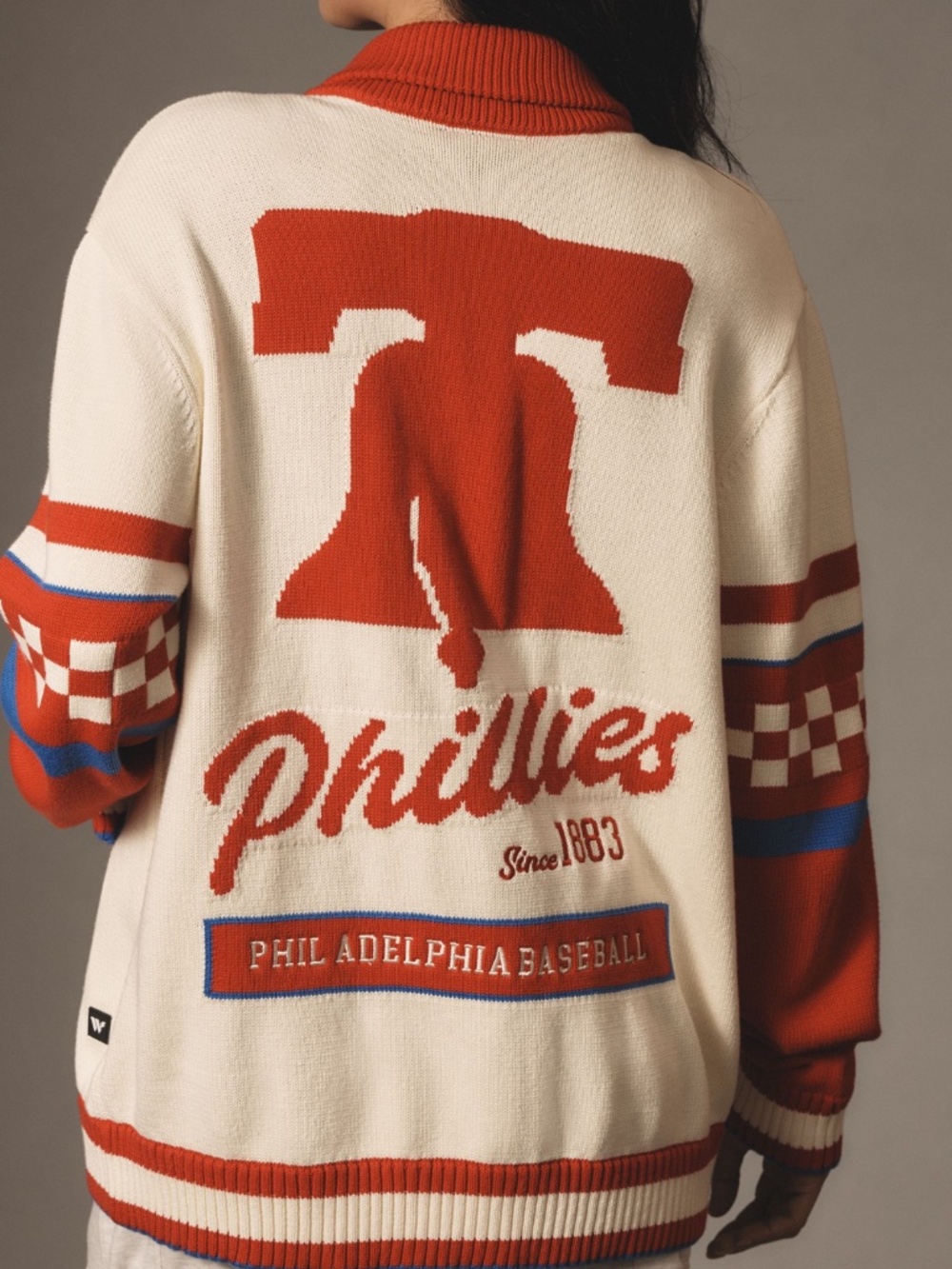 The Wild Collective x Anthropologie Phillies Jacquard Cardigan Sweater Small - Picture 4 of 12